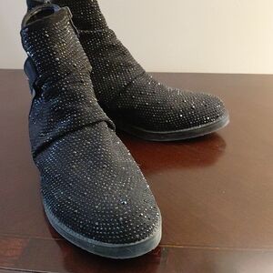 Black Studded Flat Ankle Boots